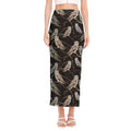 Night Owl Pattern Print Side Slit Maxi Skirt