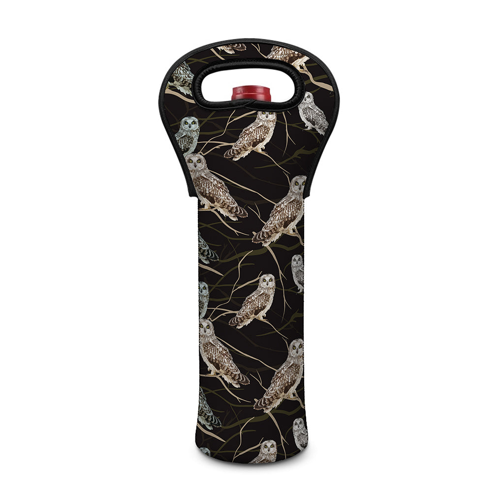 Night Owl Pattern Print Single Neoprene Wine Tote