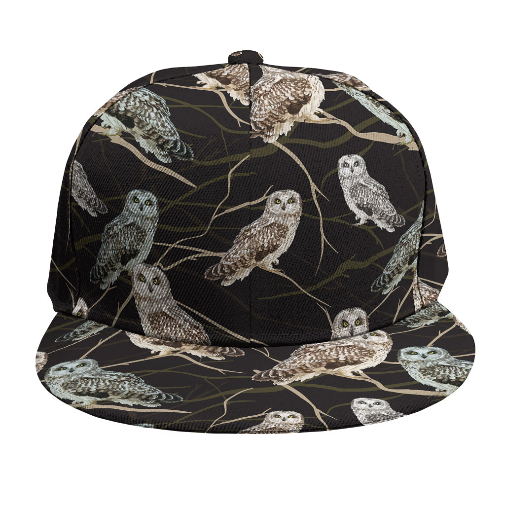 Night Owl Pattern Print Snapback Cap