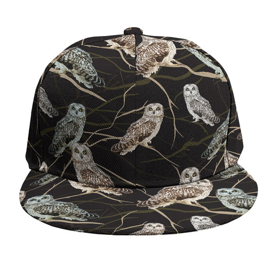 Night Owl Pattern Print Snapback Cap