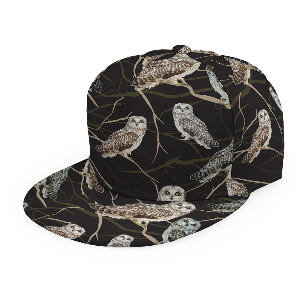 Night Owl Pattern Print Snapback Cap