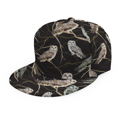 Night Owl Pattern Print Snapback Cap