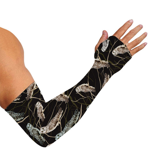Night Owl Pattern Print Sun Protection Arm Sleeves