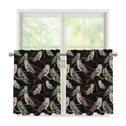 Night Owl Pattern Print Tier Curtains