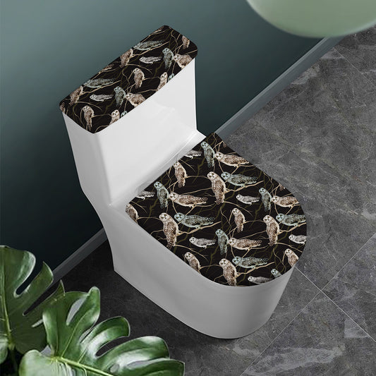 Night Owl Pattern Print Toilet Lid And Tank Cover Set
