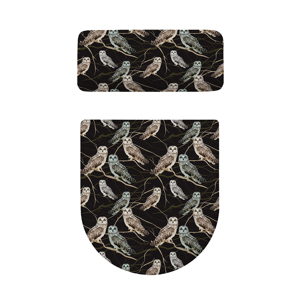 Night Owl Pattern Print Toilet Lid And Tank Cover Set