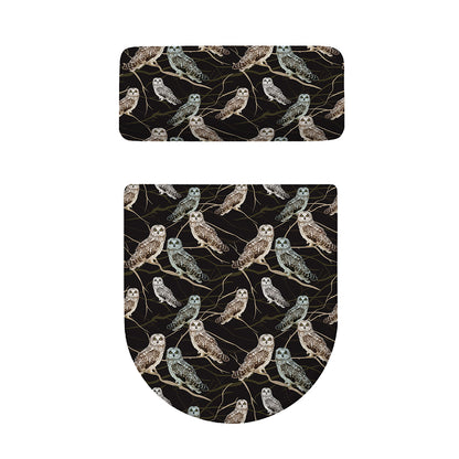 Night Owl Pattern Print Toilet Lid And Tank Cover Set