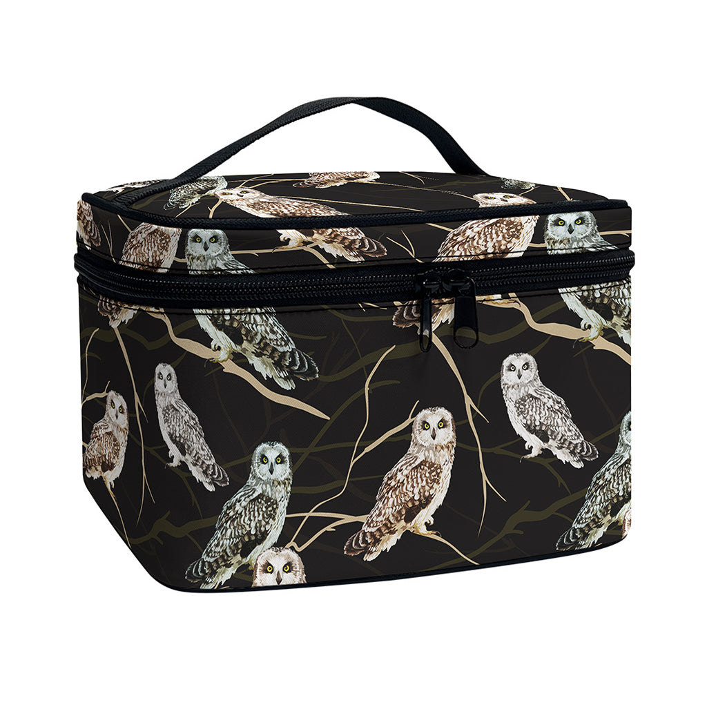 Night Owl Pattern Print Travel Makeup Bag