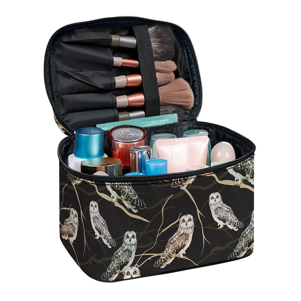 Night Owl Pattern Print Travel Makeup Bag