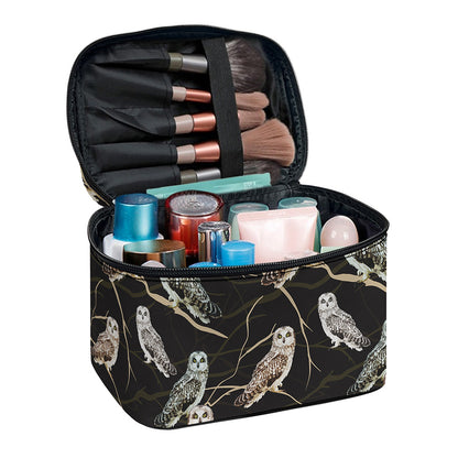 Night Owl Pattern Print Travel Makeup Bag