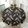 Night Owl Pattern Print Waterproof Round Tablecloth