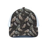 Night Owl Pattern Print White Mesh Trucker Cap