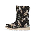 Night Owl Pattern Print Winter Boots