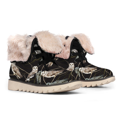Night Owl Pattern Print Winter Boots