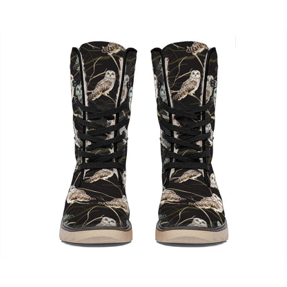 Night Owl Pattern Print Winter Boots