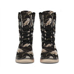 Night Owl Pattern Print Winter Boots