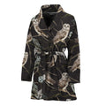 Night Owl Pattern Print Women's Bathrobe