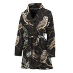Night Owl Pattern Print Women's Bathrobe