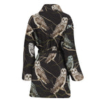 Night Owl Pattern Print Women's Bathrobe