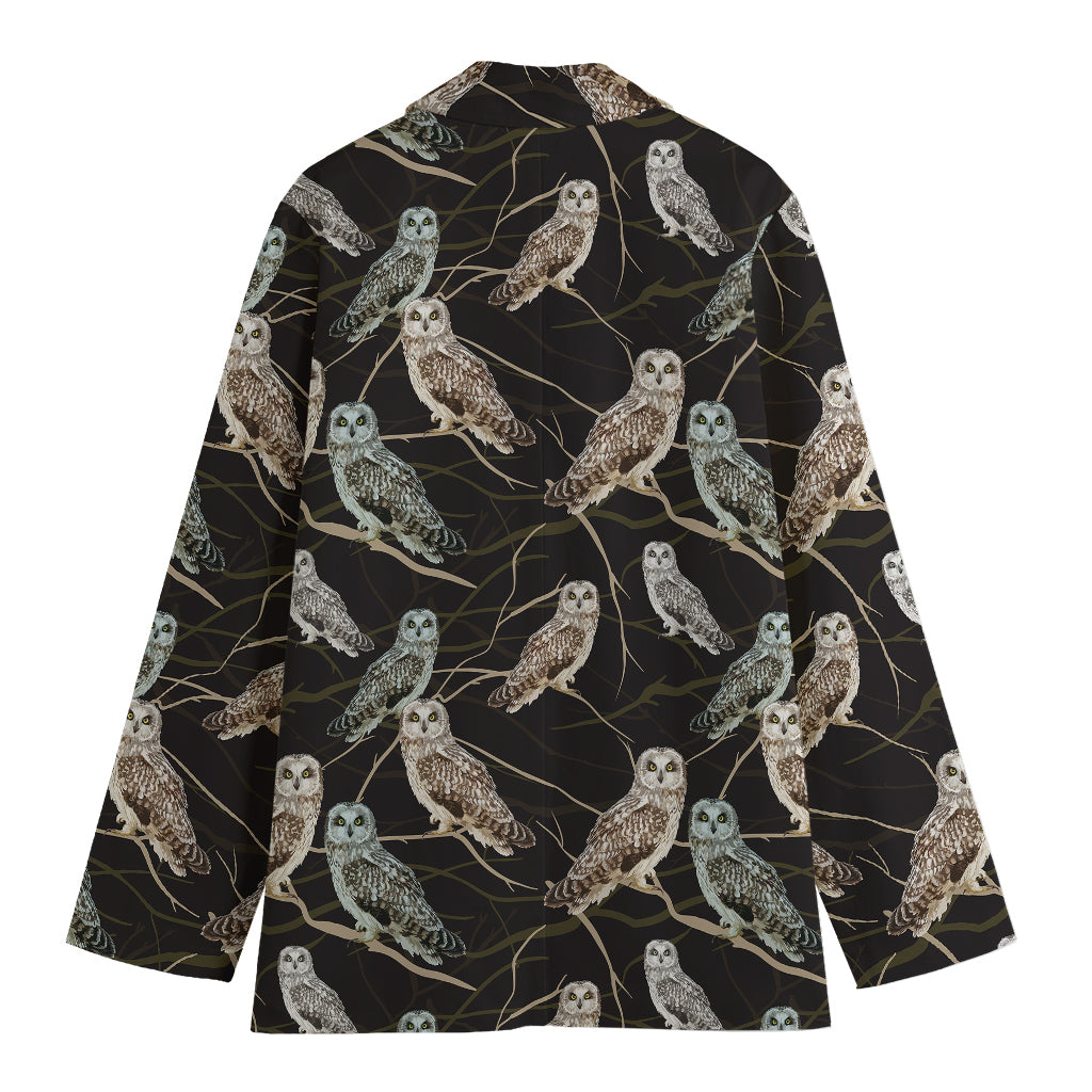 Night Owl Pattern Print Women's Blazer