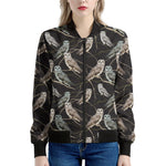 Night Owl Pattern Print Women's Bomber Jacket