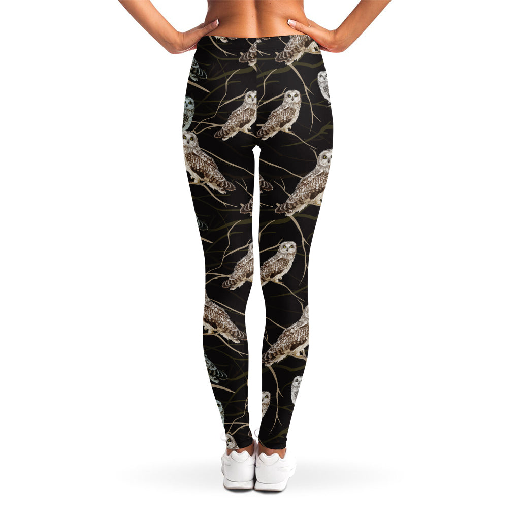 Night Owl Pattern Print Women's Leggings