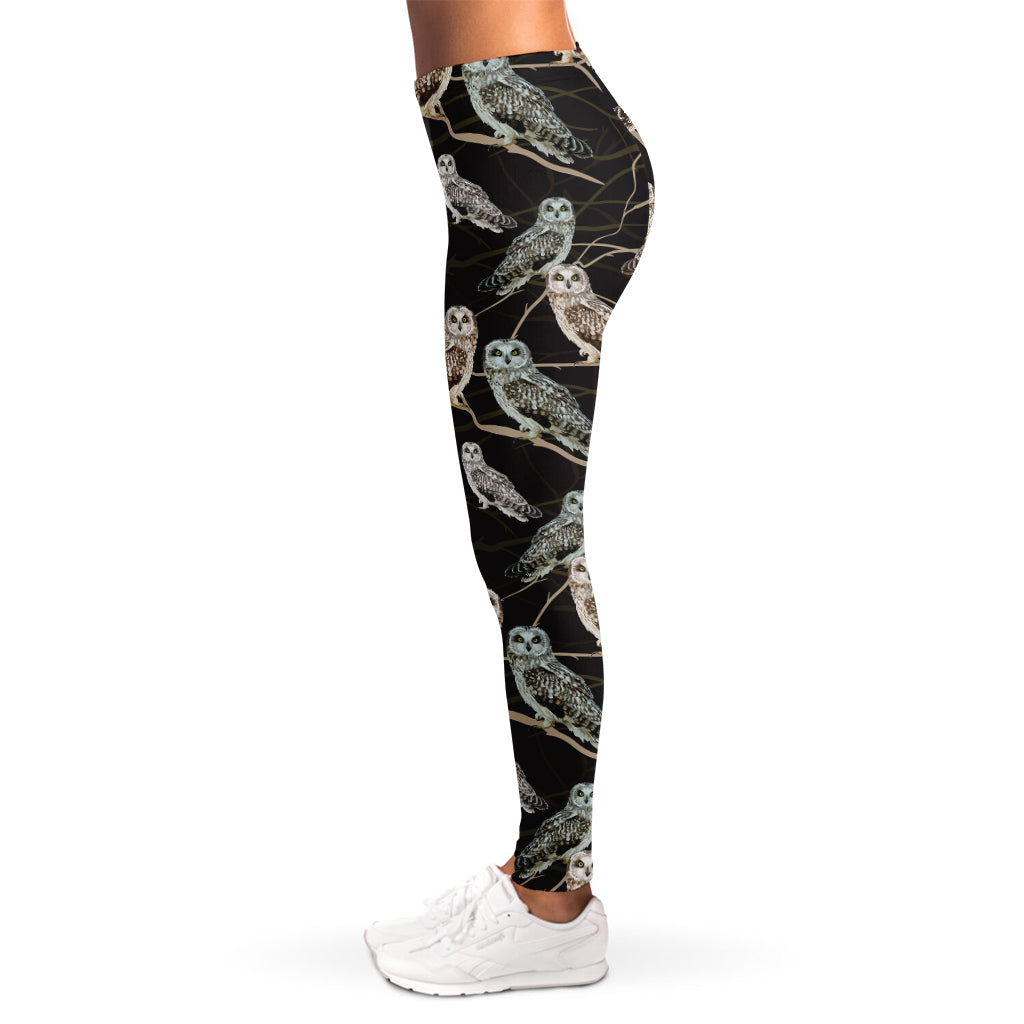 Night Owl Pattern Print Women's Leggings