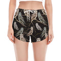 Night Owl Pattern Print Women's Split Running Shorts