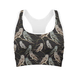 Night Owl Pattern Print Women's Sports Bra