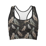 Night Owl Pattern Print Women's Sports Bra