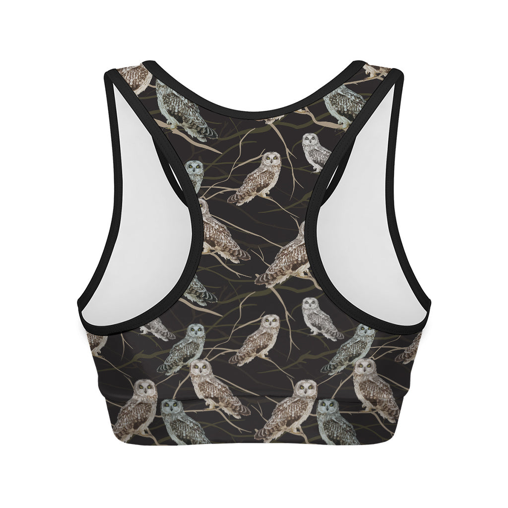 Night Owl Pattern Print Women's Sports Bra