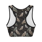 Night Owl Pattern Print Women's Sports Bra