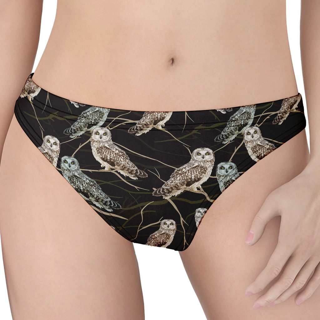 Night Owl Pattern Print Women's Thong