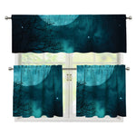 Night Sky And Full Moon Print 3 Piece Kitchen Curtains