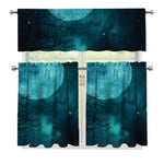 Night Sky And Full Moon Print 3 Piece Kitchen Curtains