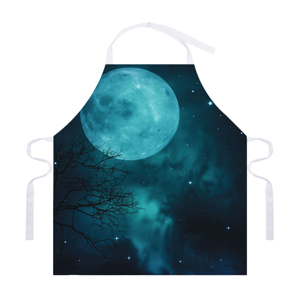 Night Sky And Full Moon Print Adjustable Apron