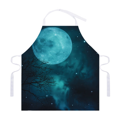 Night Sky And Full Moon Print Adjustable Apron