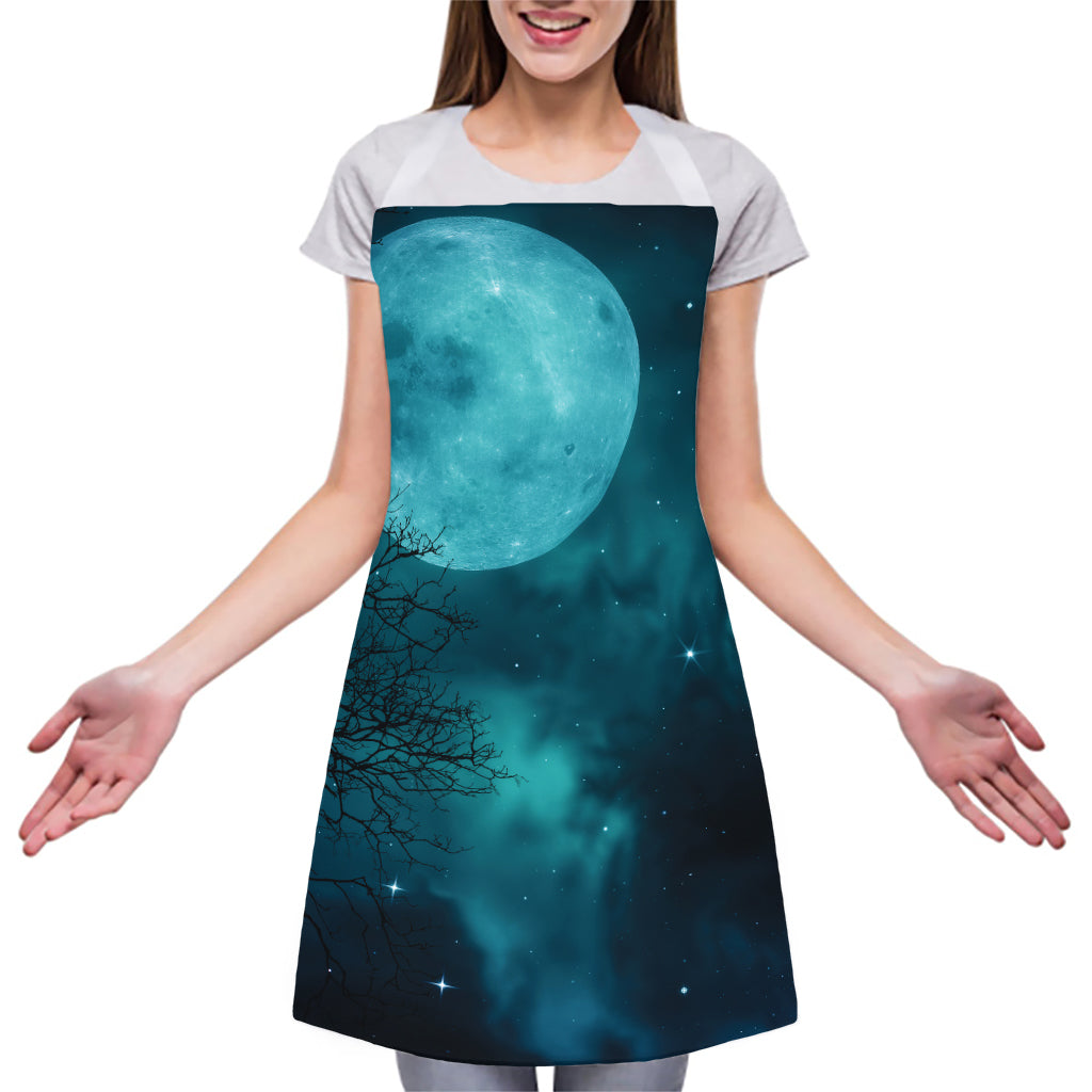 Night Sky And Full Moon Print Adjustable Apron