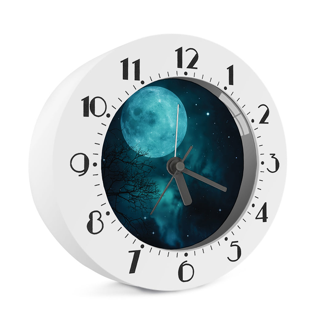 Night Sky And Full Moon Print Alarm Clock
