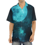 Night Sky And Full Moon Print Aloha Shirt
