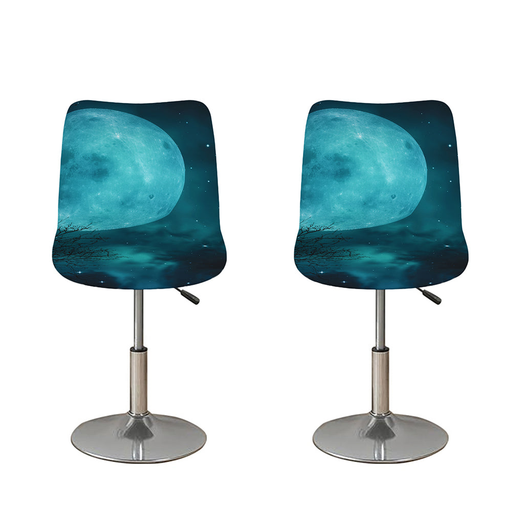 Night Sky And Full Moon Print Bar Stool Covers