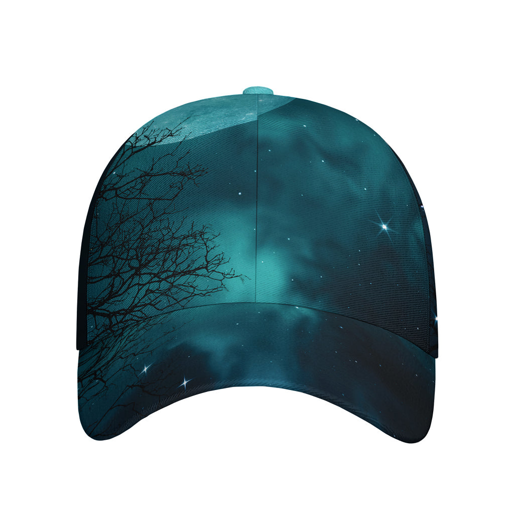 Night Sky And Full Moon Print Baseball Cap