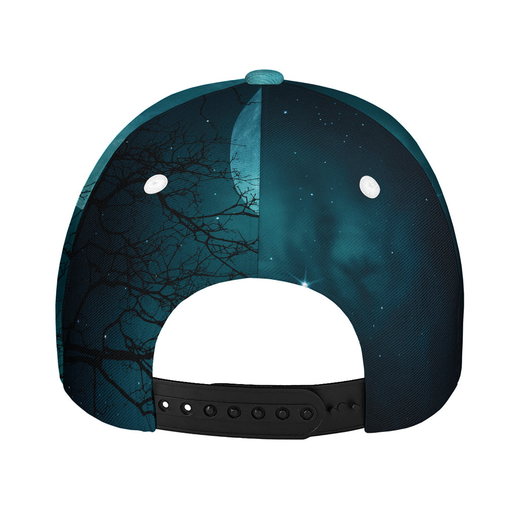 Night Sky And Full Moon Print Baseball Cap