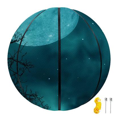 Night Sky And Full Moon Print Basketball
