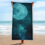 Night Sky And Full Moon Print Beach Towel