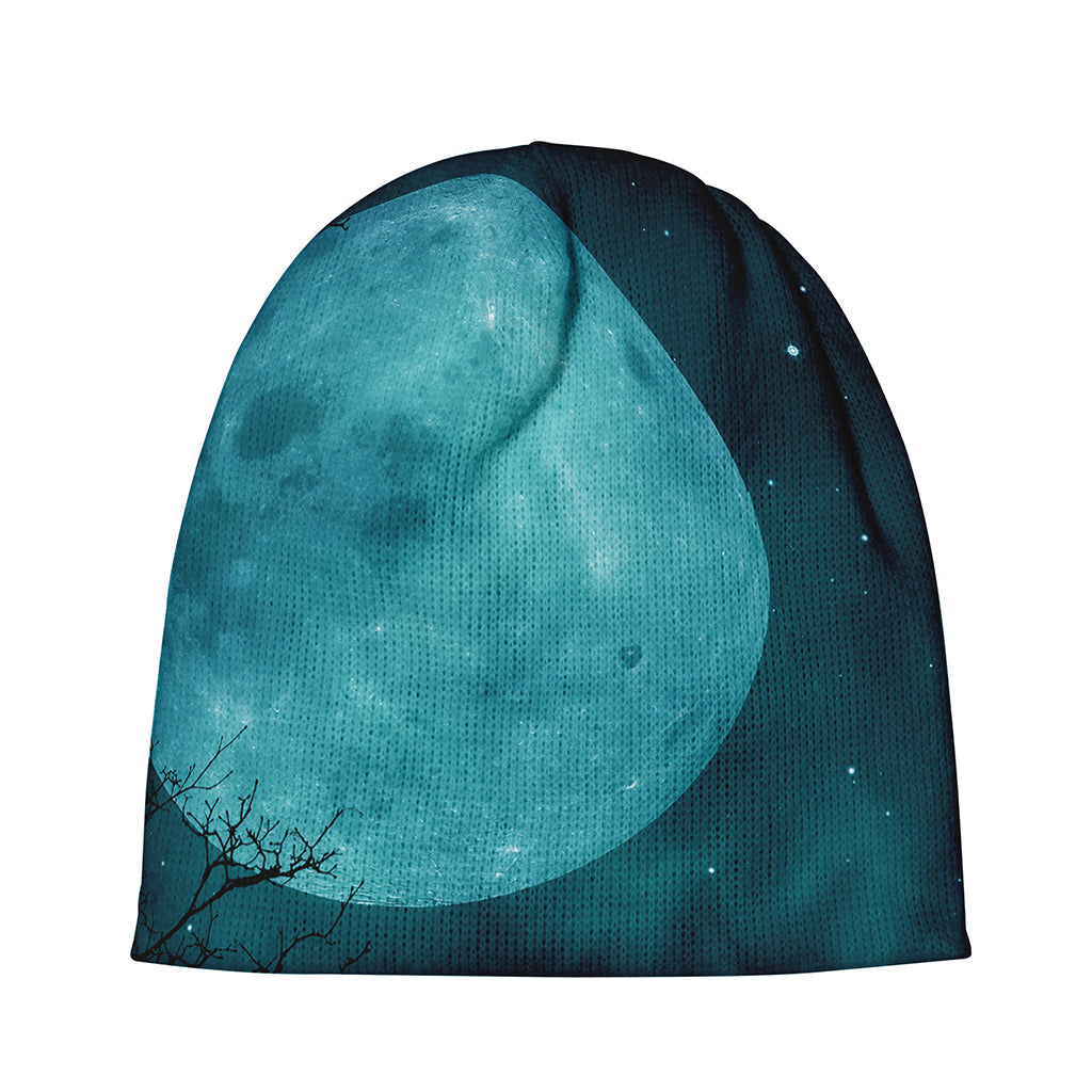 Night Sky And Full Moon Print Beanie