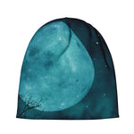 Night Sky And Full Moon Print Beanie