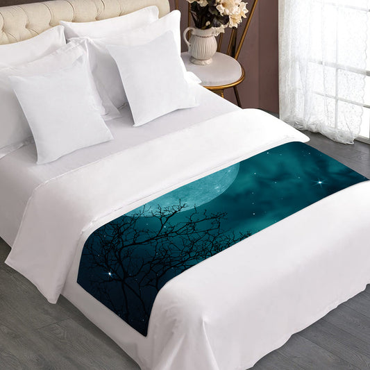 Night Sky And Full Moon Print Bed Runner