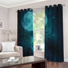 Night Sky And Full Moon Print Blackout Grommet Curtains