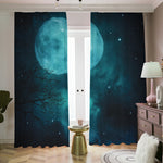 Night Sky And Full Moon Print Blackout Pencil Pleat Curtains